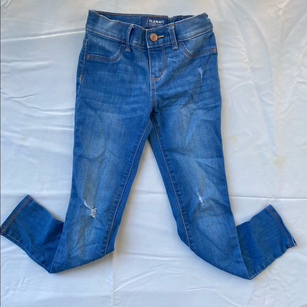 Girls Old Navy Rockstar Jeggings Medium Wash Distressed